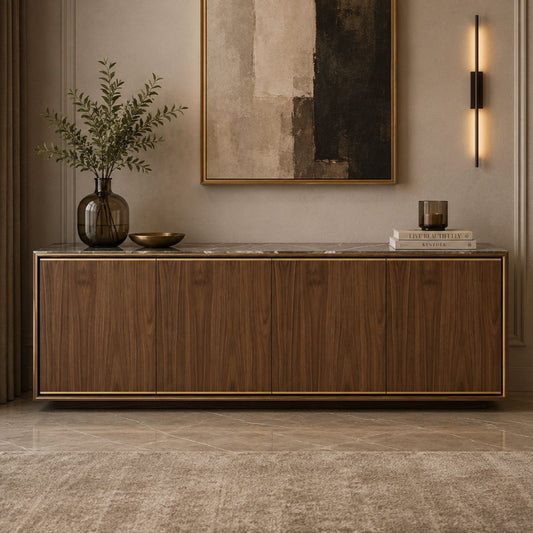 Rick Marble Wood Sideboard