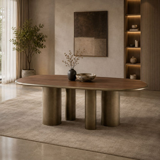Walnut Bronze Statement Table