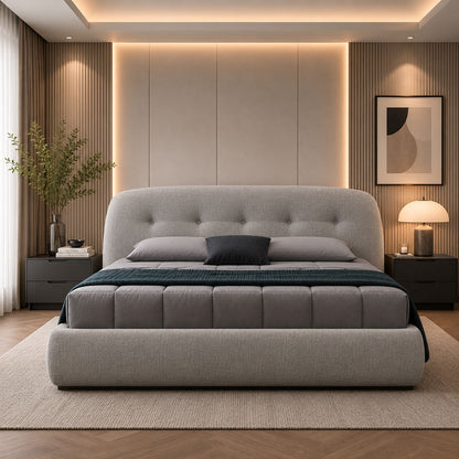 Gray Upholstered Bed