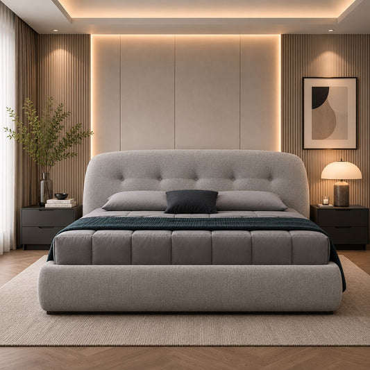 Gray Upholstered Bed