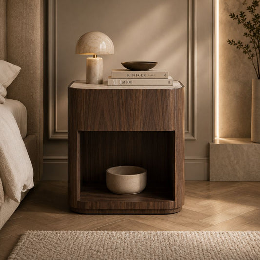 Curved Walnut Nightstand