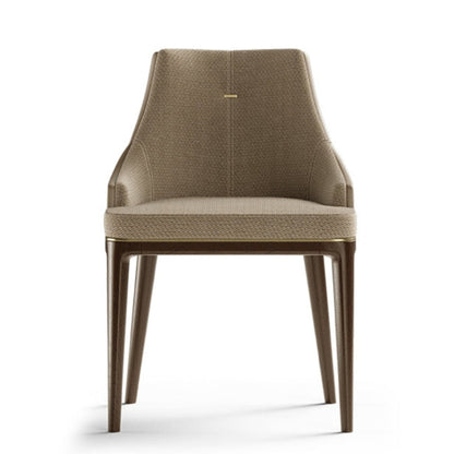 Beige chair with wooden legs on a white background