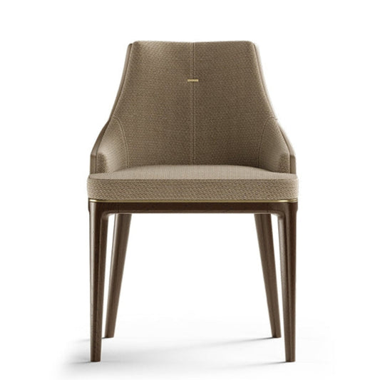 Beige chair with wooden legs on a white background